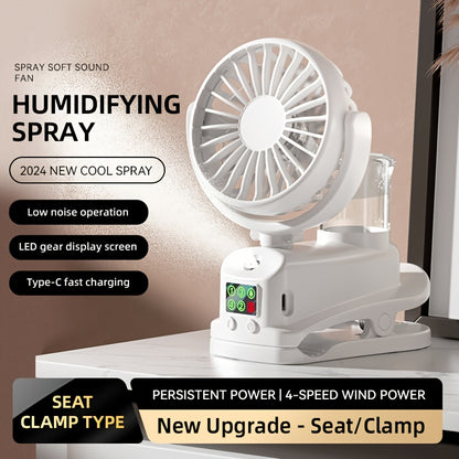 USB Desktop Fan Humidifier Combo 4 Adjustable Speeds 2 Mist Levels Quiet 360° Rotation Cooling for Workspace Bedroom