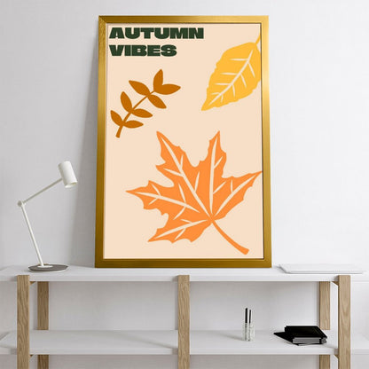 Modern Fall Leaves Canvas Art with Frame- 19