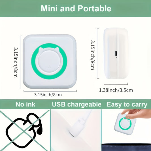 Wireless Mini Photo Printer Portable Label Maker for Study Notes Office Home Diary Memo Christmas Halloween Birthday Gifts Compatible with IOS Android
