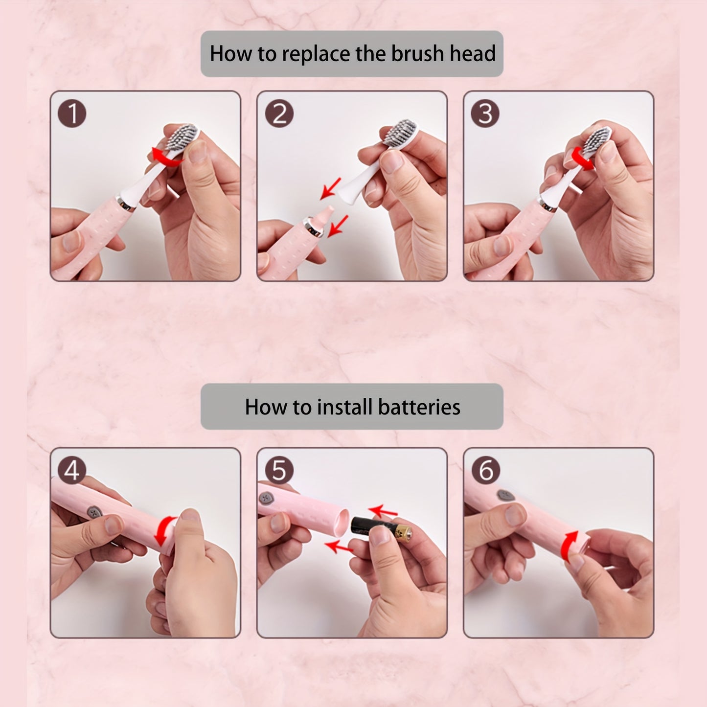 Electric Toothbrush Set Y803-4 Includes 4 Brush Heads Battery Operated Travel Toothbrush Affordable Gift Idea