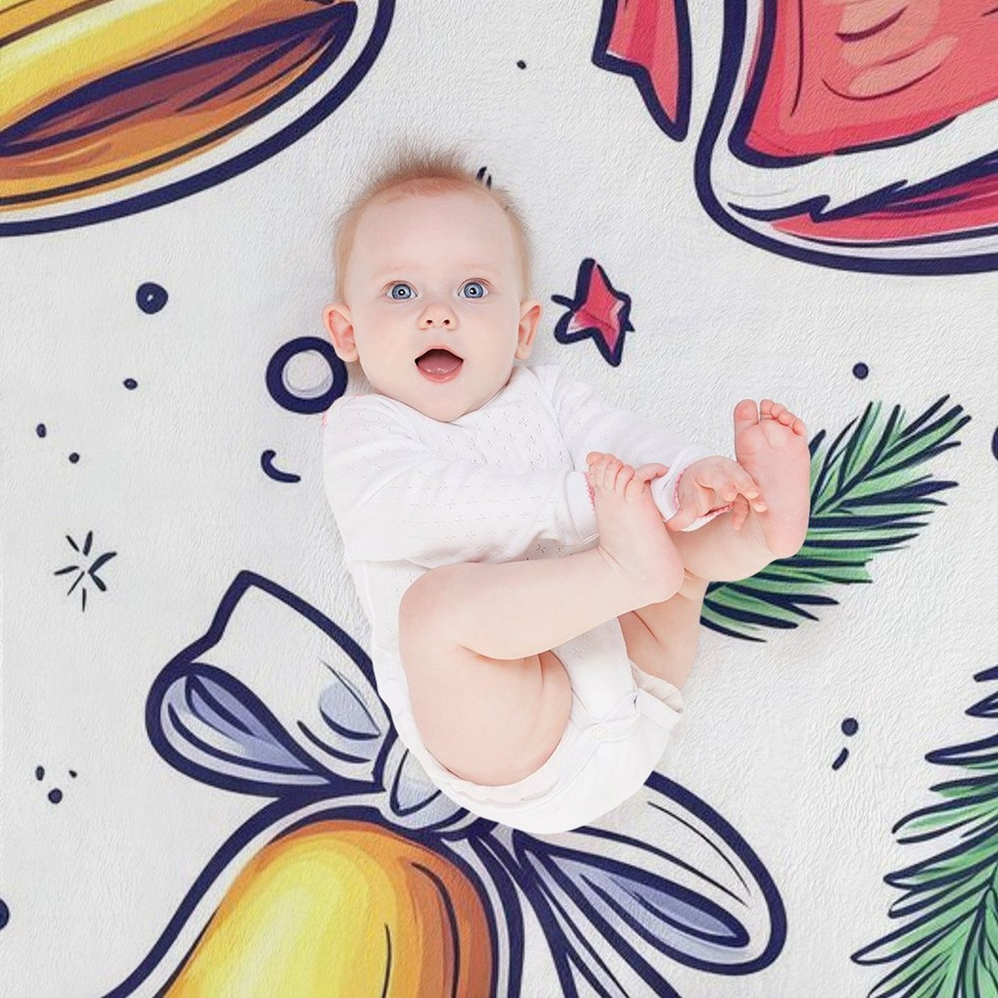 Soft Flannel Blanket with Anti-Pilling Christmas Bell Print, Cozy Throw for Home