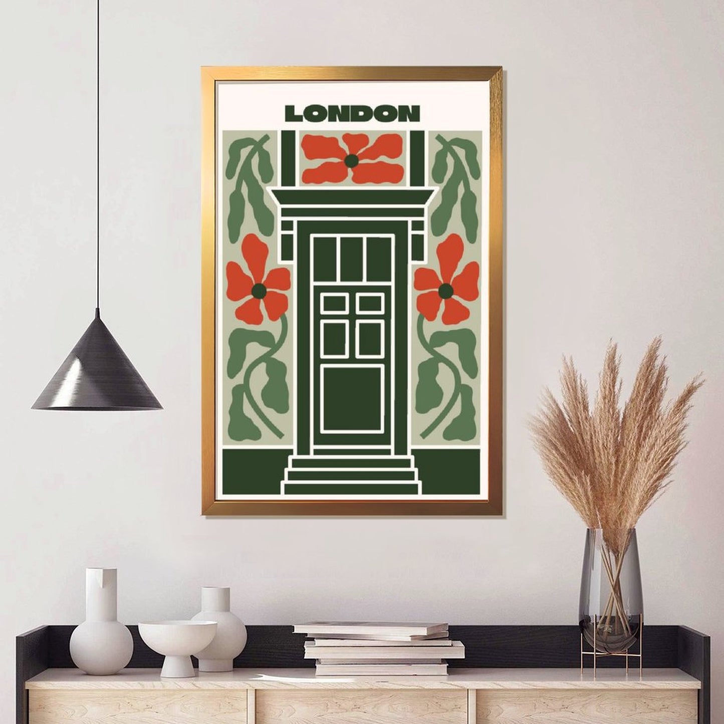 London Floral Door Framed Canvas Wall Decor 25