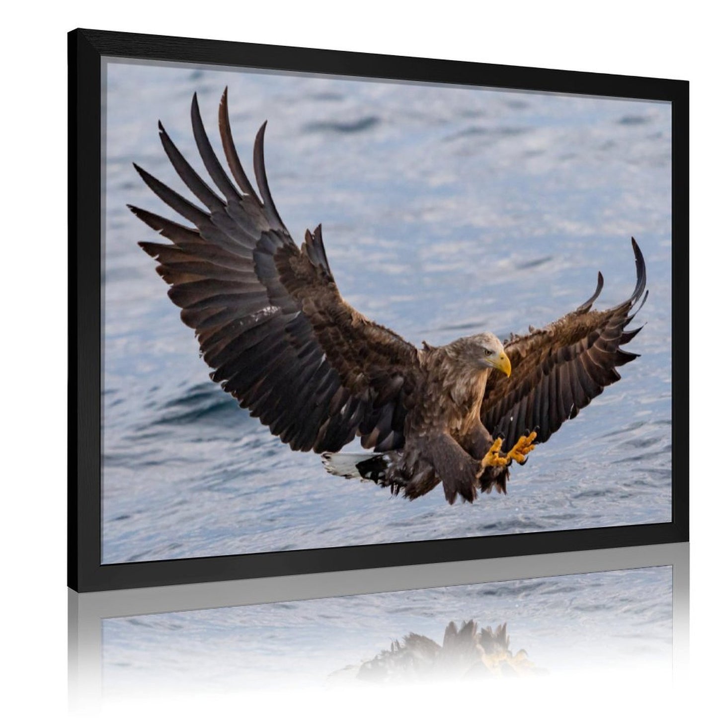 Golden Frame Eagle Wall Art – Majestic Bird Canvas Decor- 137