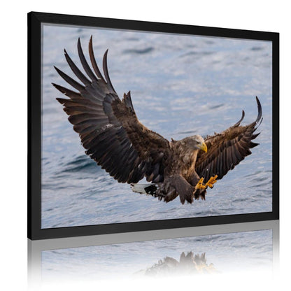 Golden Frame Eagle Wall Art – Majestic Bird Canvas Decor- 137