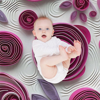 Soft Anti-Pilling Flannel Blanket with Purple Rose Spiral Pattern