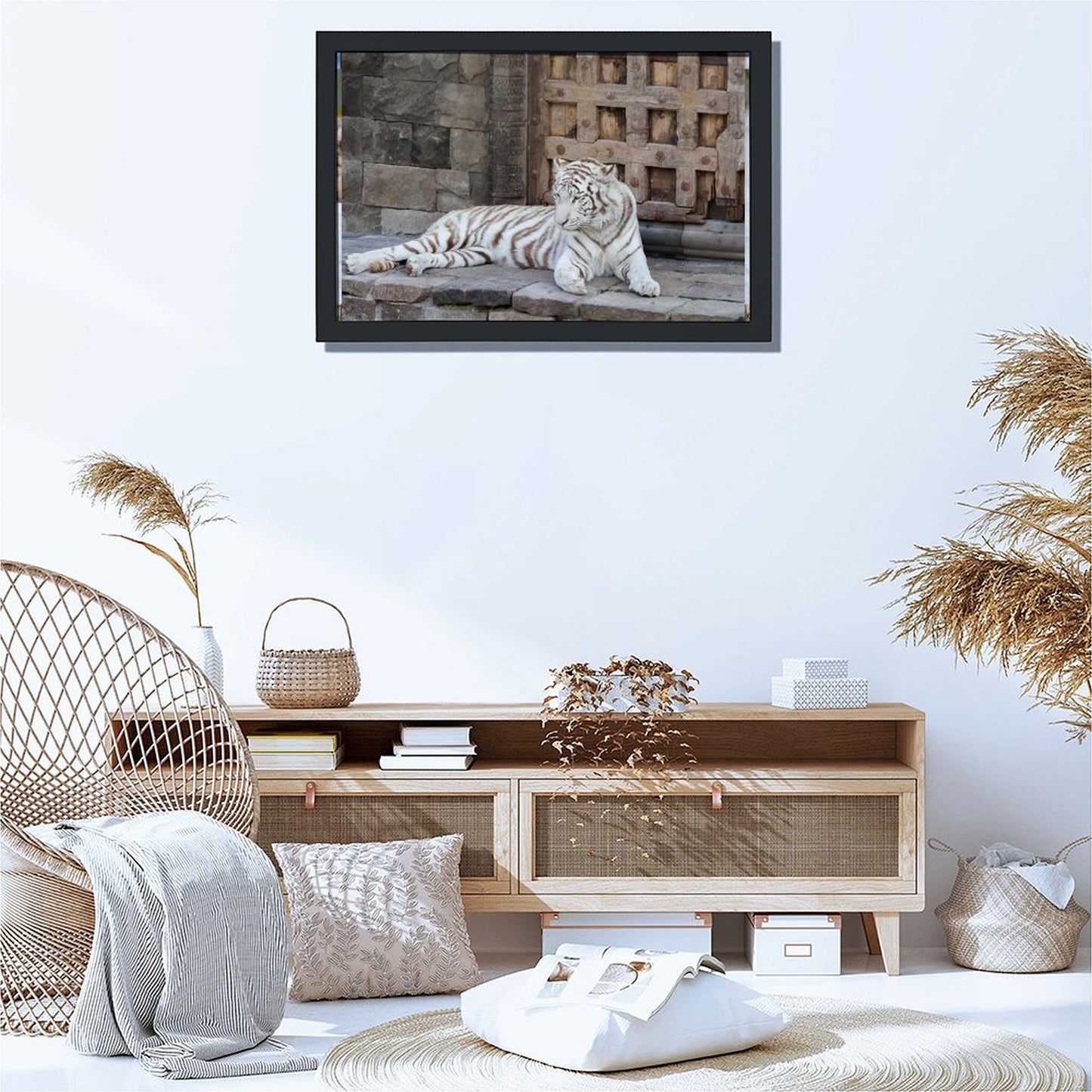 White Tiger Canvas Wall Art – Elegant Modern Animal Print Decor-14