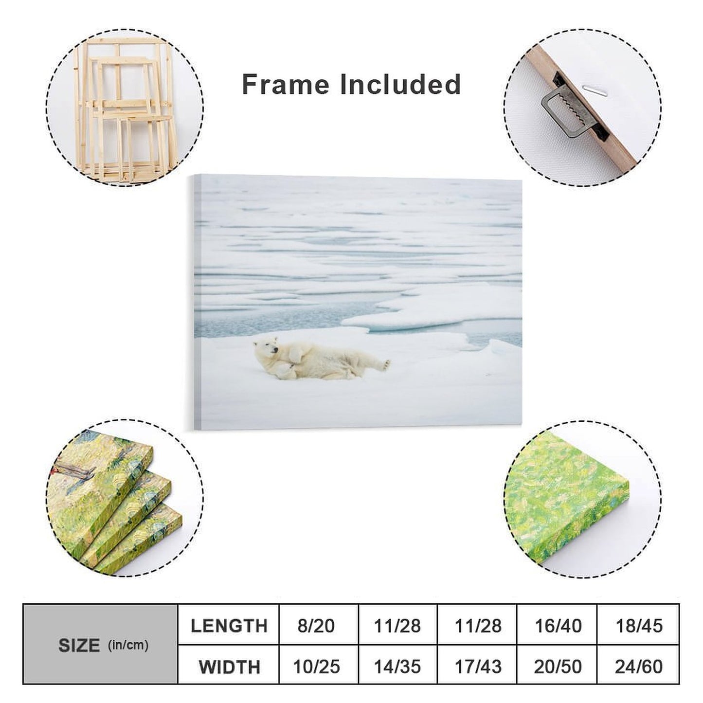 Polar Bear on Ice Canvas Wall Art – Arctic Wildlife Home Decor-012