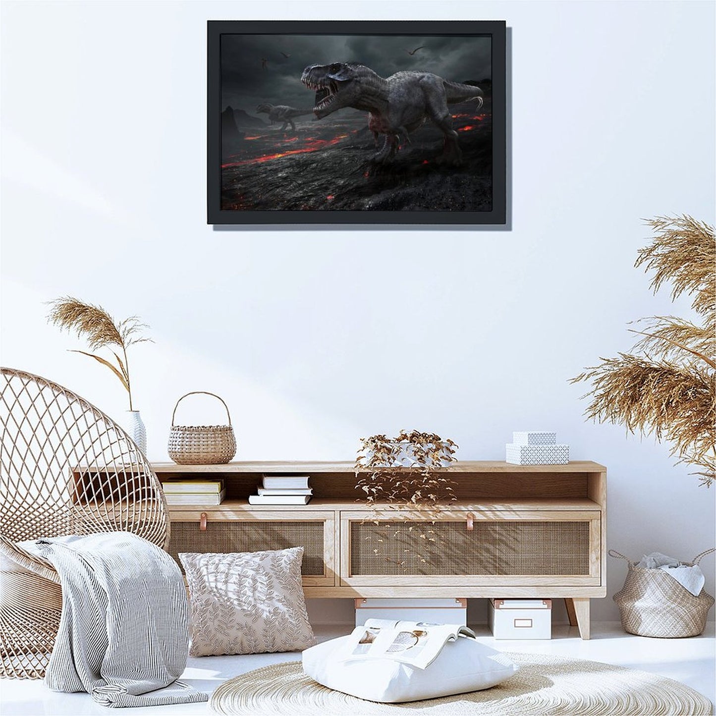 T-Rex Dinosaur Wall Art Framed Canvas Print Decor-07