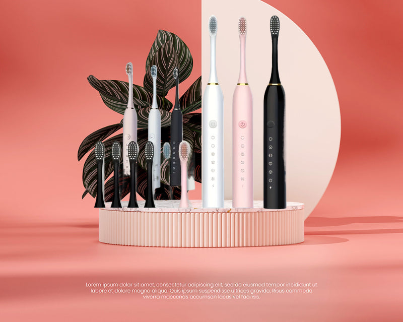 Rechargeable USB Electric Toothbrush with 6 Cleaning Modes 4pcs Soft Bristle Brush Heads for Adults Family Travel Men Women Oral Care Gift