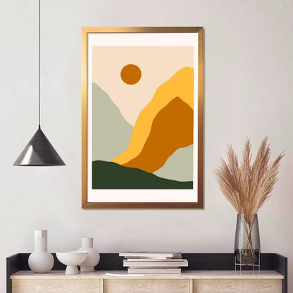 Golden Sunset Abstract Framed Canvas Painting 11