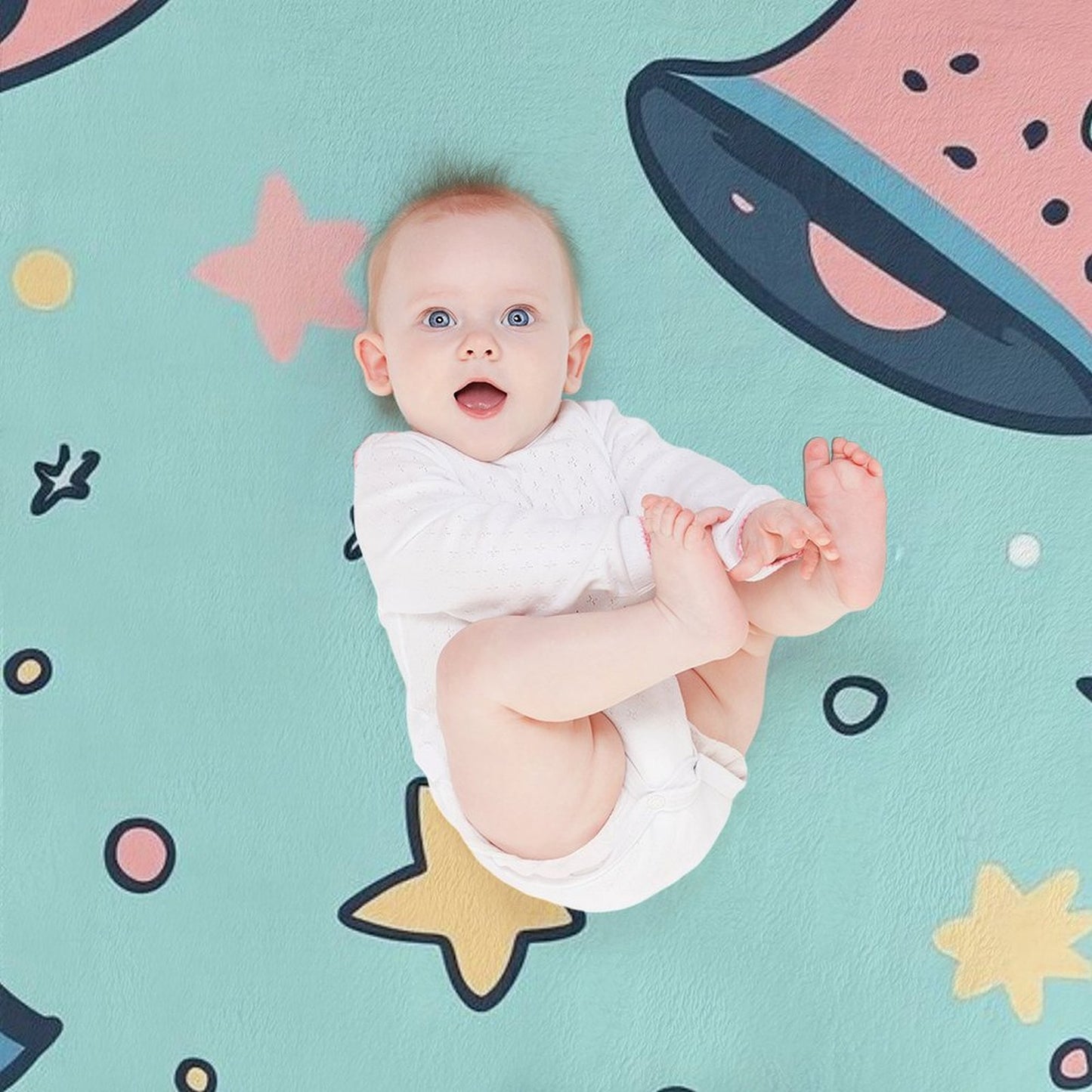 Anti-Pilling Flannel Blanket Cartoon Bells and Stars Design