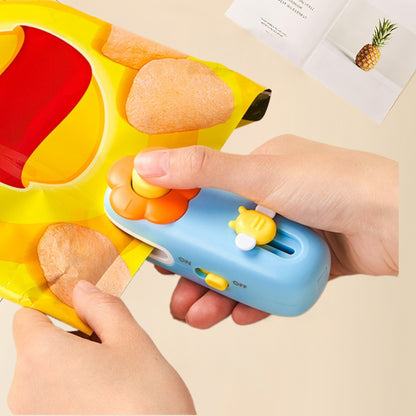 Mini Rechargeable Floral Snack Sealer Portable Compact Design Lightweight for Home Outdoor Parties Office Easy to Carry