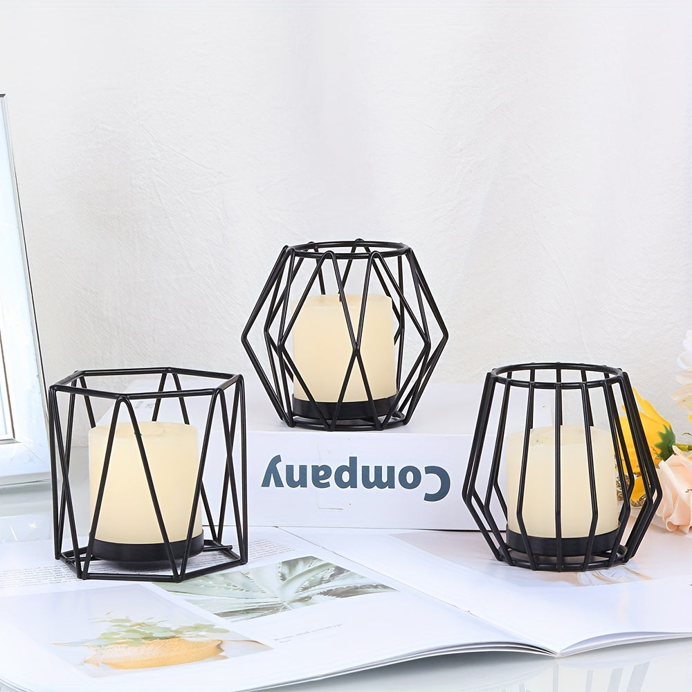 Elegant Metal Candle Holders Set of 3 Perfect for Wedding Party Home Table Decorations
