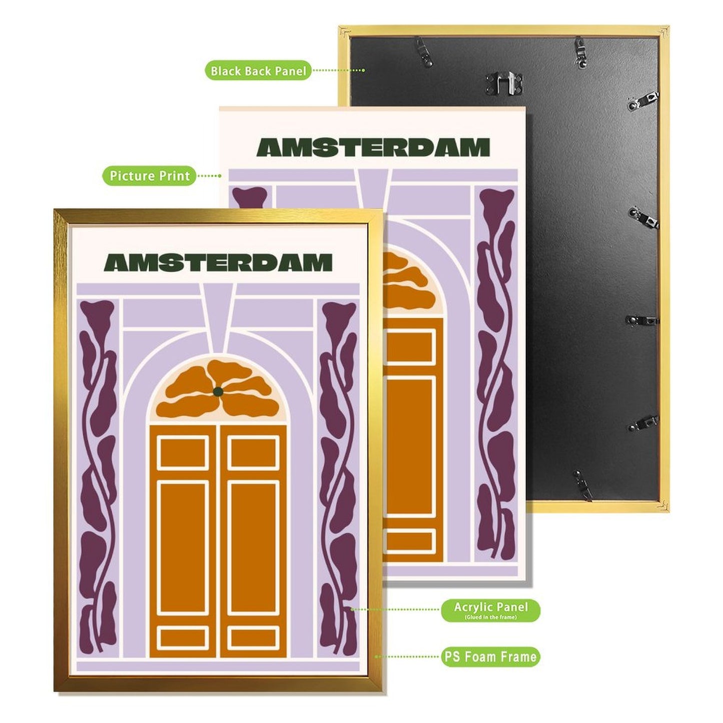Amsterdam Abstract Door Art Print, Modern Wall Decor Poster-17