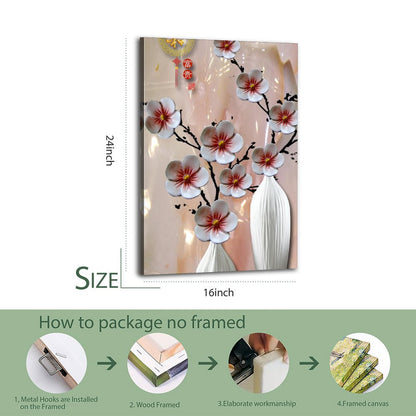 Beautiful plum blossoms are in full bloom on the wall as decoration for the painter's home 16