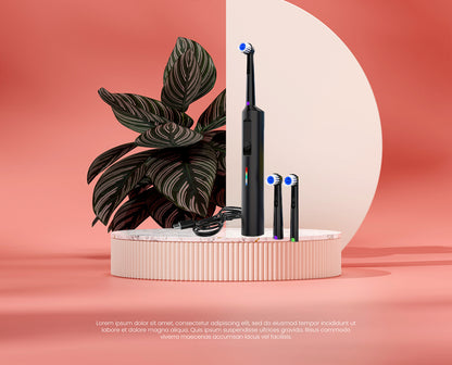 Electric Toothbrush for Men Women 3 Modes Rotating 4/8 Brush Heads Type-C Charging Deep Cleaning Soft Bristles IPX7 Waterproof Tongue Scraper