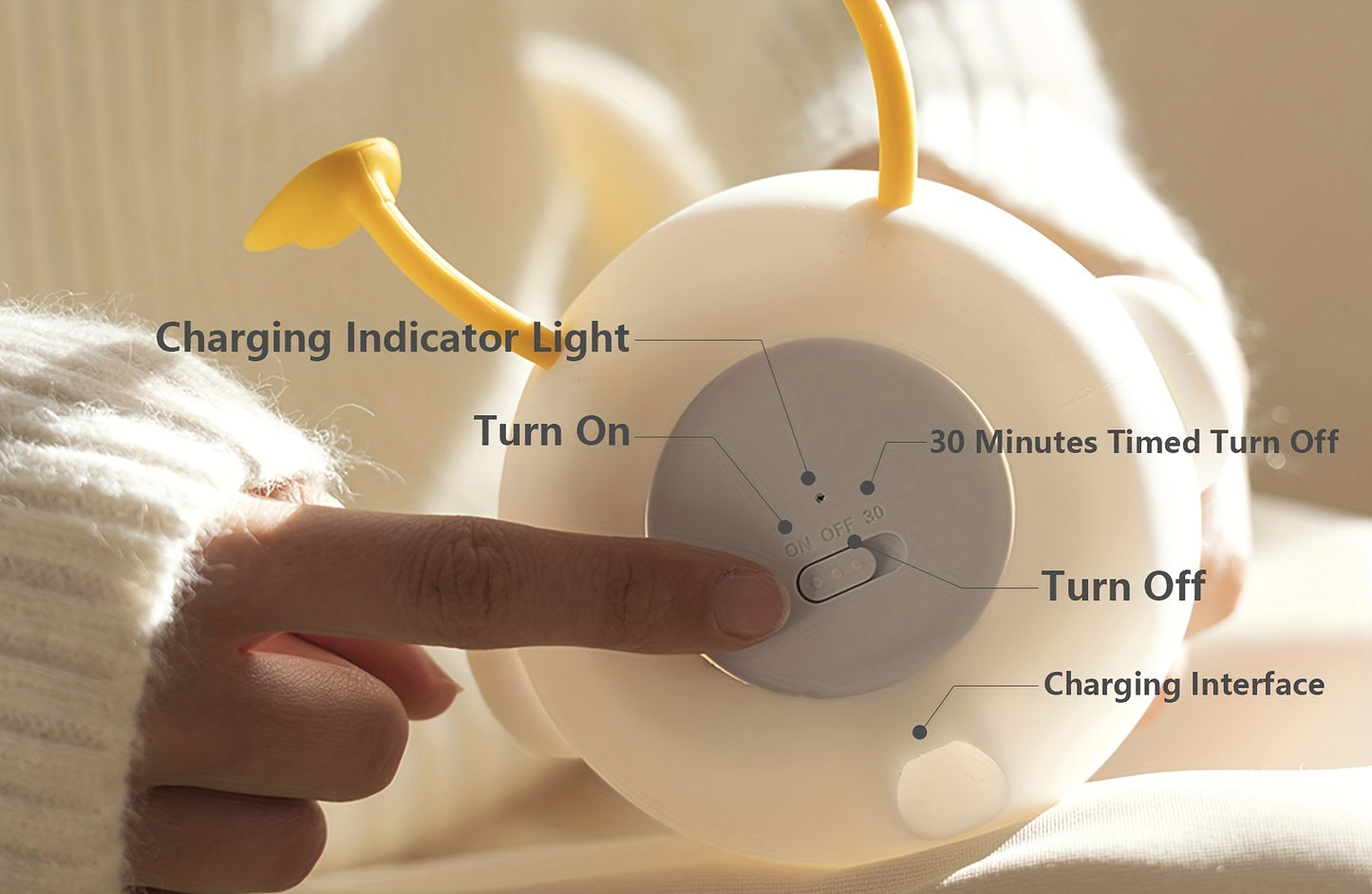 1pc Cute Duck Night Light USB Rechargeable Touch Control 3-Level Brightness Adjustable Perfect for Bedroom Bedside Lamp Birthday Christmas Gift for Boys Girls