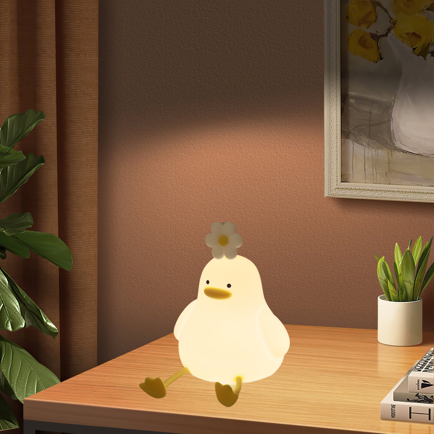 1pc Cute Duck Night Light USB Rechargeable Touch Control 3-Level Brightness Adjustable Perfect for Bedroom Bedside Lamp Birthday Christmas Gift for Boys Girls