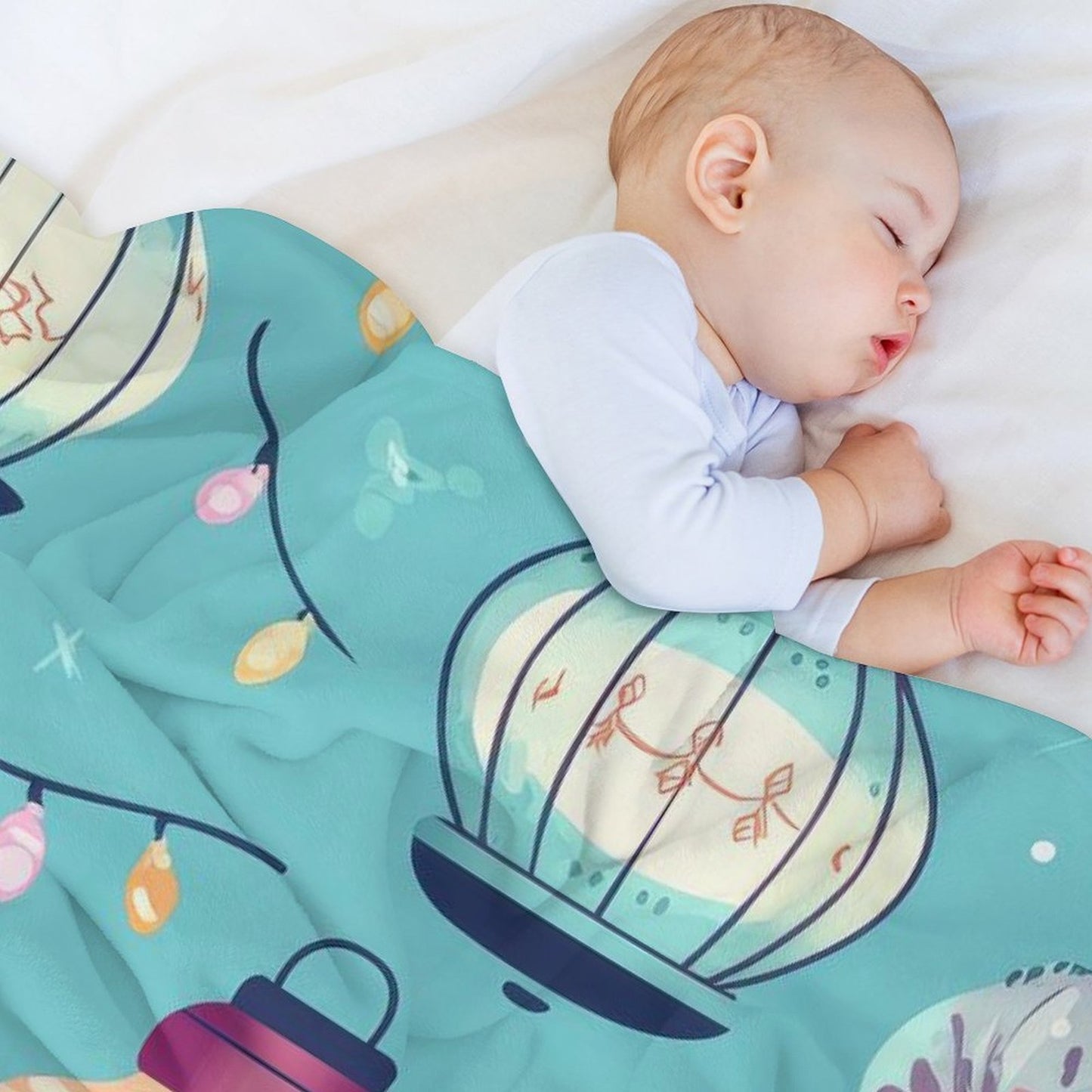 Soft Anti-Pilling Flannel Blanket with Cute Bell and Star Print