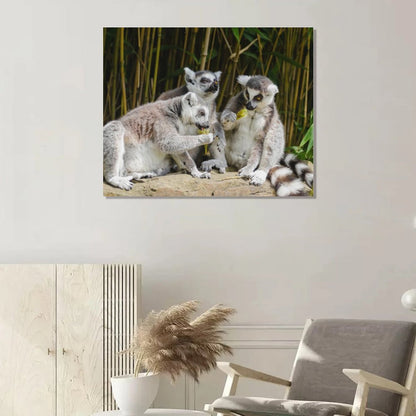 Ring-Tailed Lemur Canvas Print Jungle Wall Painting-13