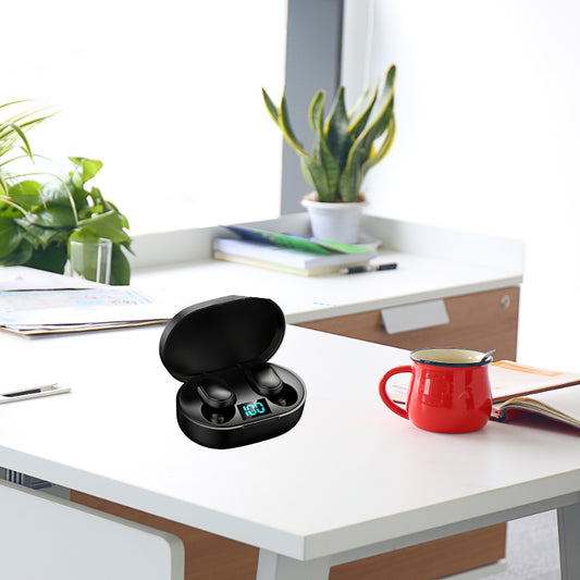 Sport Wireless Earbuds LED Battery Display Deep Bass Sound USB-C Rechargeable Secure Fit for Workout Running Cycling Travel Black White Blue