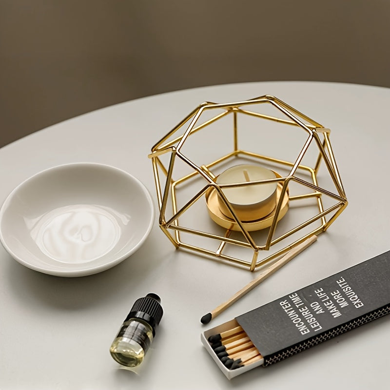 Hollow Geometric Shape Iron Candlestick 1pc Best-selling Cross-border Home Decoration for Christmas