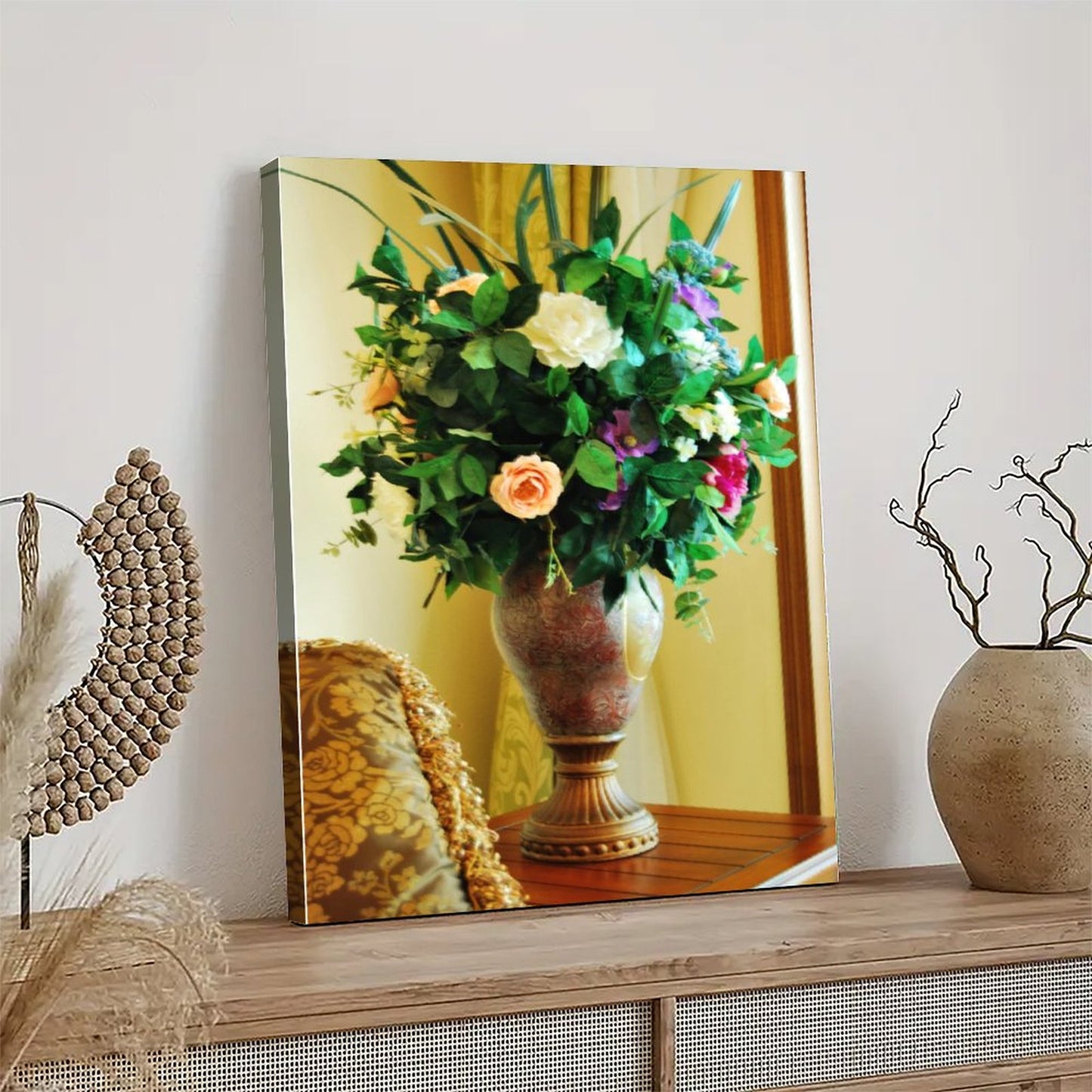 Artistic Floral Print Canvas with Wooden Frame 13