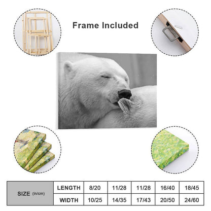 Polar Bear Love Black and White Canvas Art – Arctic Wildlife Wall Decor