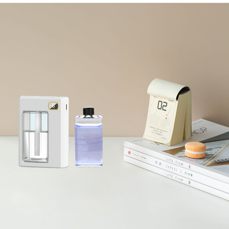 Automatic Fragrance Diffuser Smart Aroma Diffuser 8pcs Essential Oil USB Rechargeable Multifunctional Spray Machine Humidifier and Freshener Countertop Wall Mounted for Home