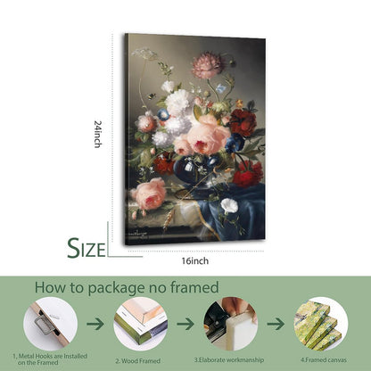 Delicate Floral Canvas Artwork with Hook Set 30