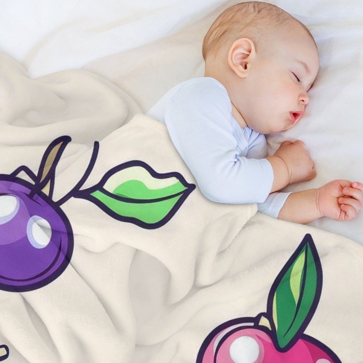 Anti-Pilling Flannel Blanket with Cute Cartoon Fruit Pattern Design