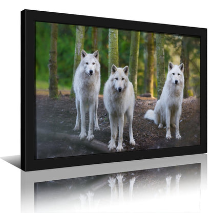 Wolves in Forest Wall Art Black Frame Animal Decoration-18