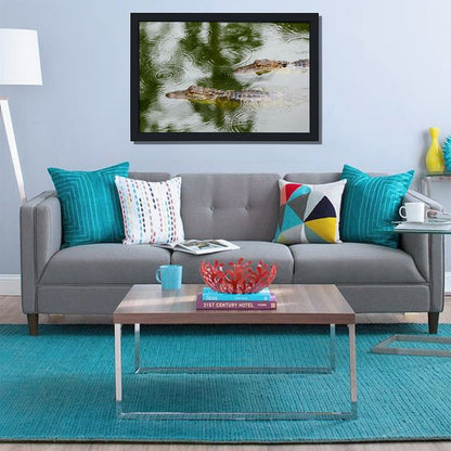 Wildlife Crocodile Wall Art Black Frame Home Decoration-109