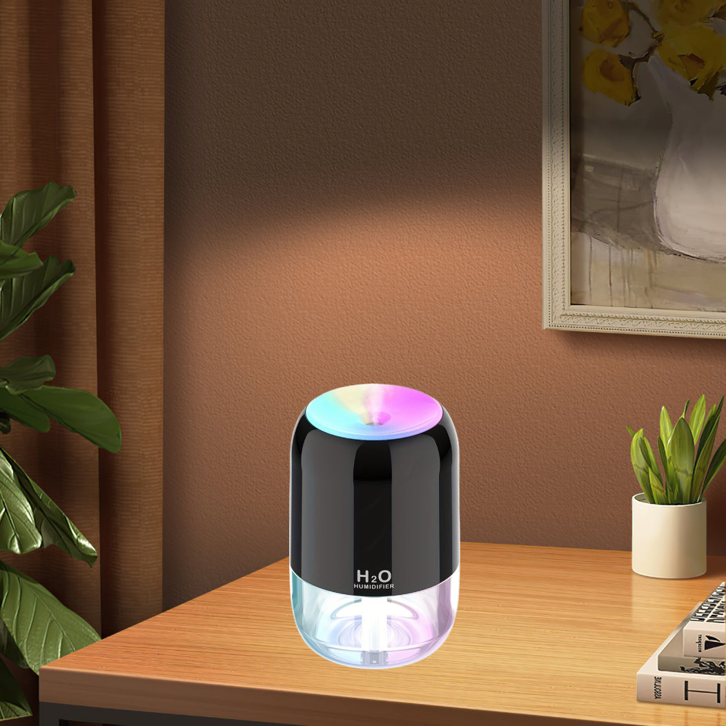 Car Humidifier with Colorful Running Light Night Light Air Humidifier for Bedroom Desk
