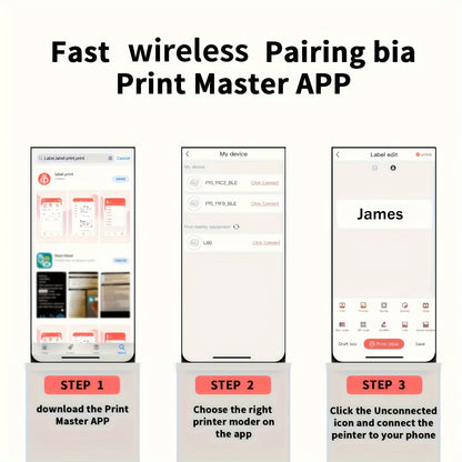 P15 Mini Thermal Label Maker Portable Desktop Printer with Multiple Templates for Office Home Kitchen School Includes White Stickers