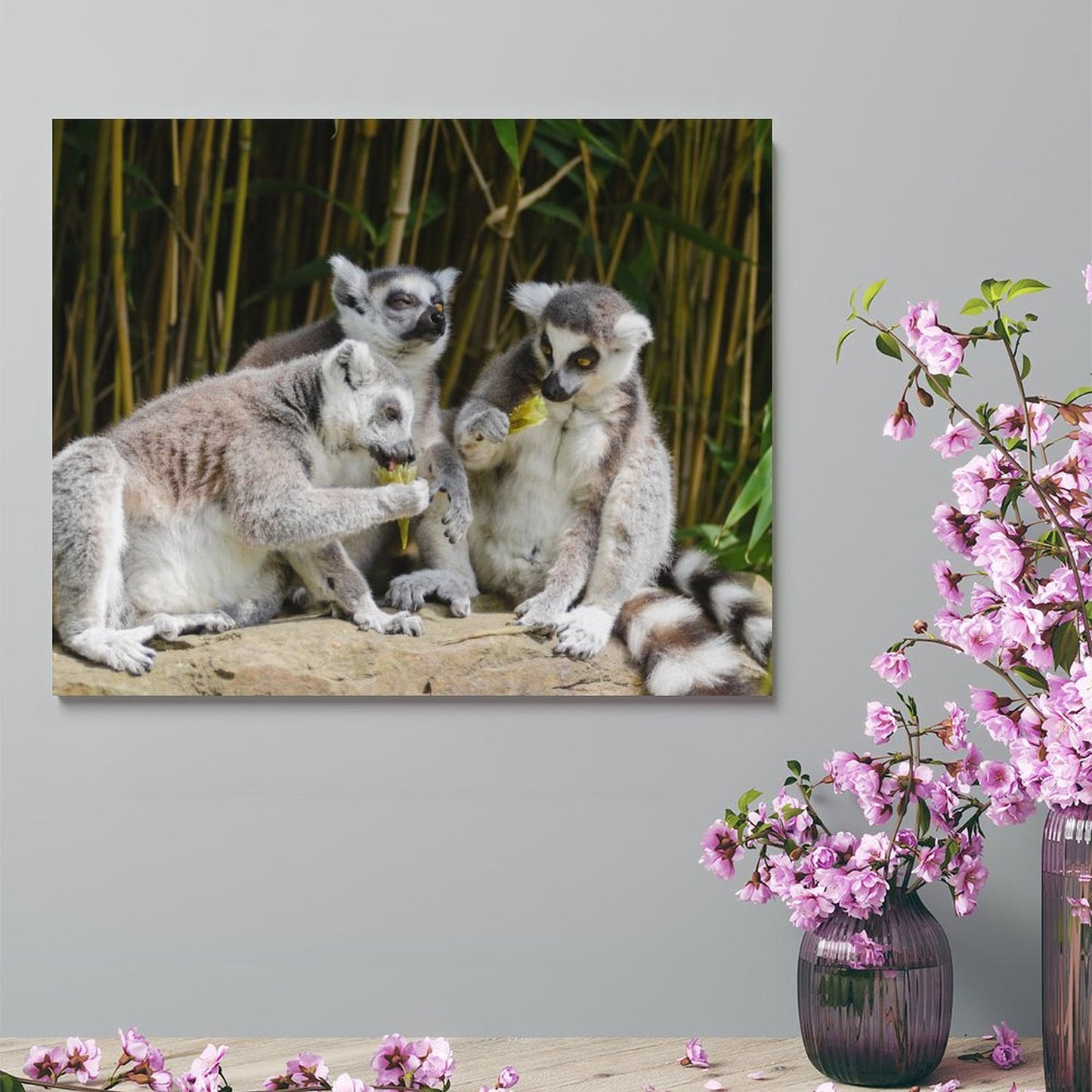 Ring-Tailed Lemur Canvas Print Jungle Wall Painting-13