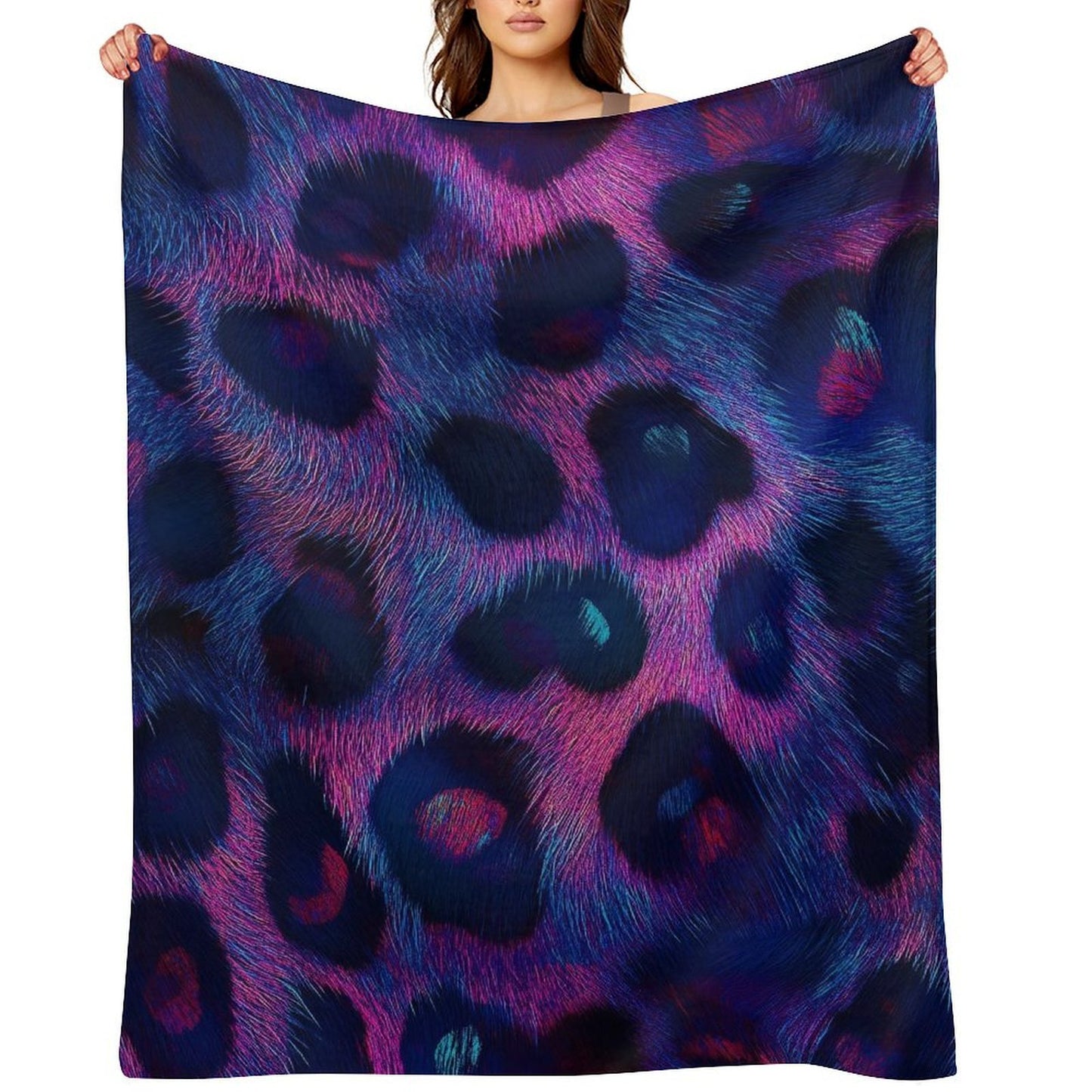 Anti-Pilling Flannel Blanket Blue Purple Leopard
