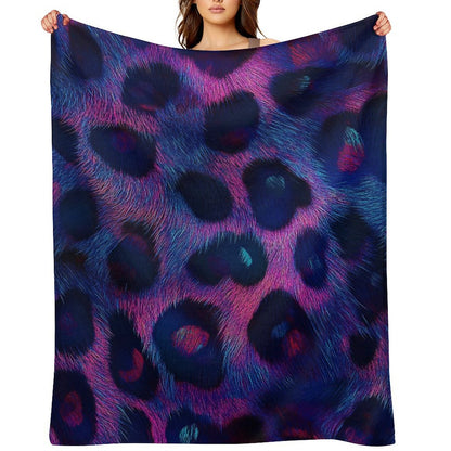 Anti-Pilling Flannel Blanket Blue Purple Leopard