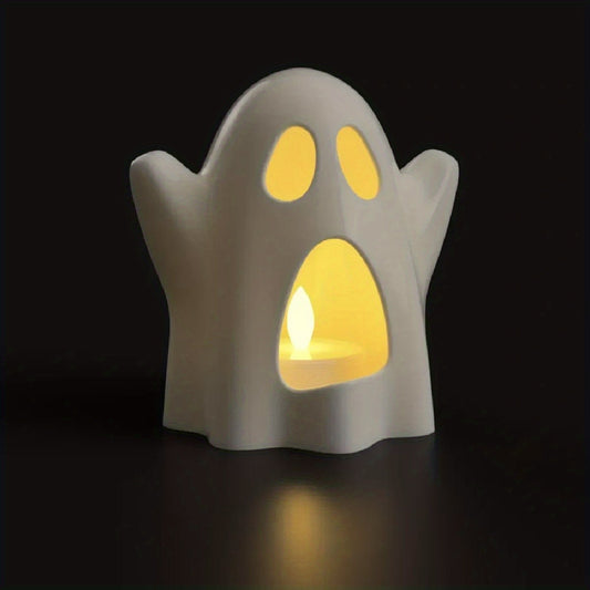 Creative Ghost Candle Holder for Halloween Christmas | Spooky Cute Home Decor | Living Room Tabletop Display | Party Accessories | Perfect Gift No Candle