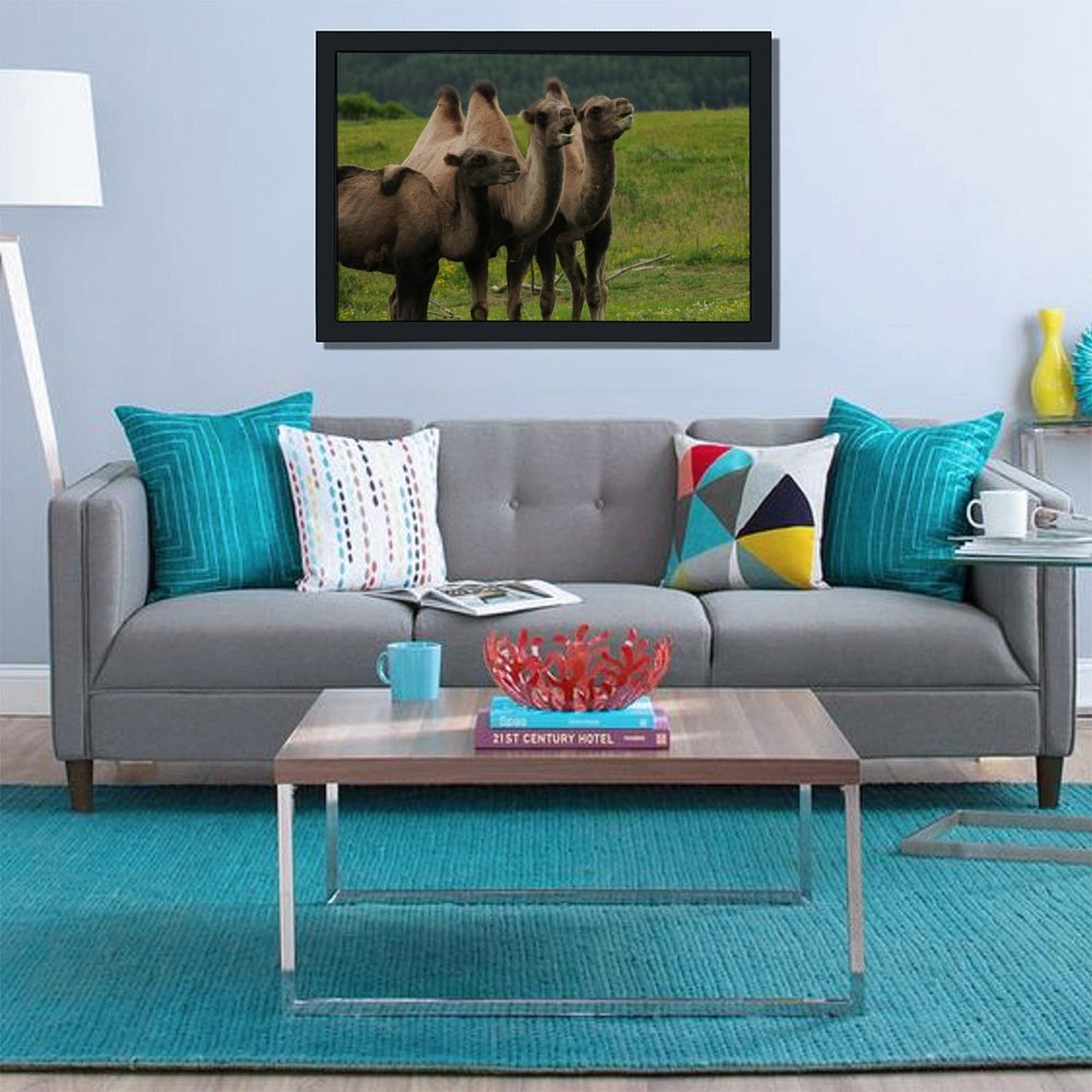 Camel Herd Wall Art Black Frame Desert Animal Decor-11