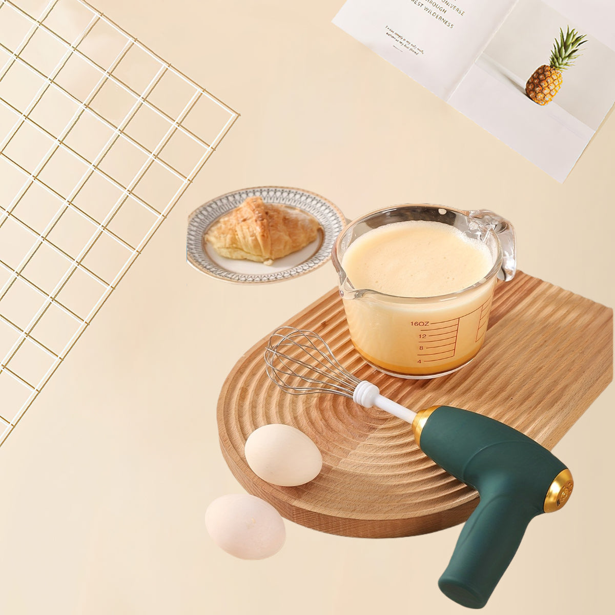 3-Speed USB Rechargeable Hand Blender Portable Electric Mixer for Baking Cakes Cookies Muffins Pancakes Lightweight Easy-to-Use Ideal for Home Bakers and Professionals