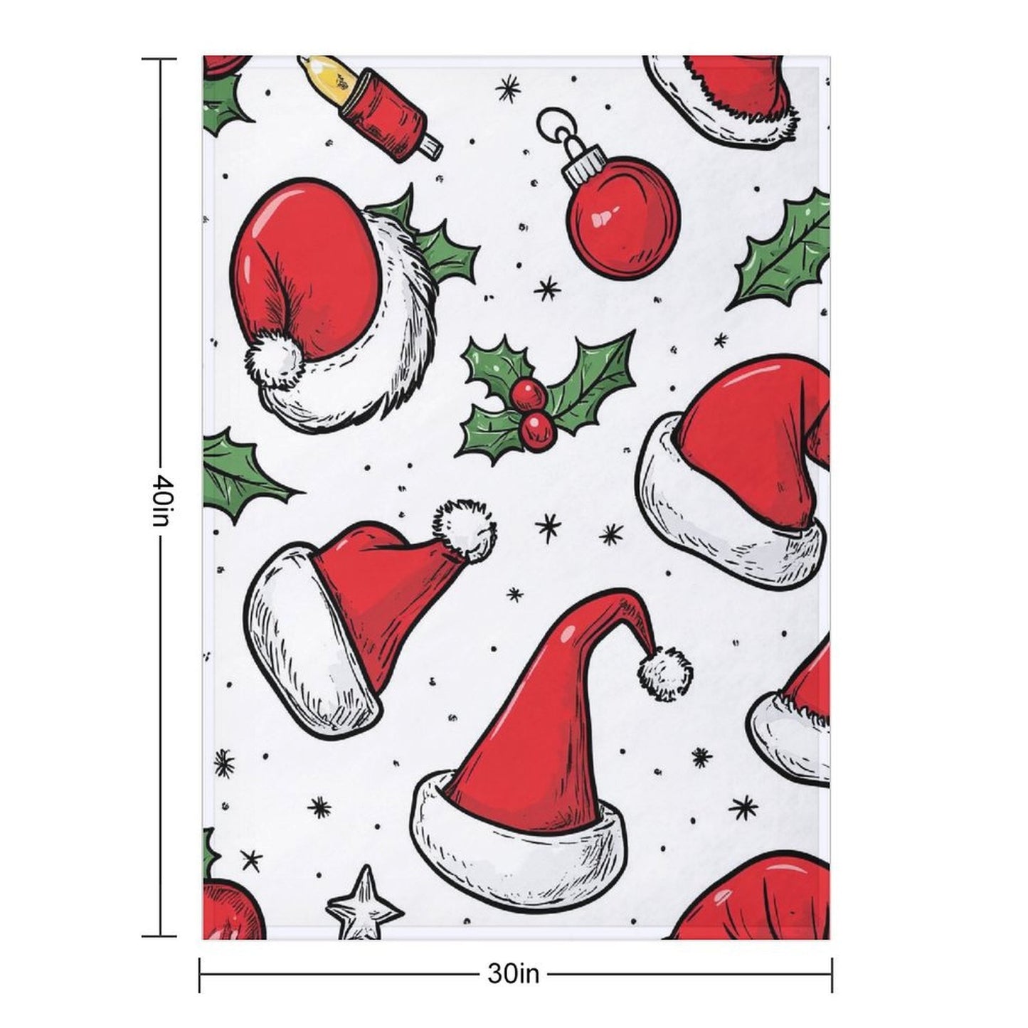 Santa Hat Pattern Anti-Pilling Flannel Blanket – Soft Cozy Christmas Throw