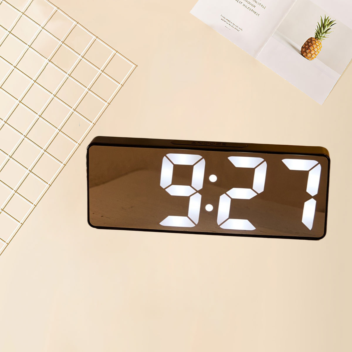 2 Inch LED Digital Clock with Adjustable Brightness Modern Design for Home Office Decor Black White Display