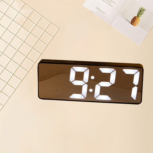 2 Inch LED Digital Clock with Adjustable Brightness Modern Design for Home Office Decor Black White Display