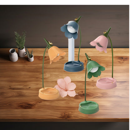 Mini Cute Modern LED Desk Lamp Cordless Adjustable Gooseneck Dimmable Touch Control Rechargeable Battery USB Powered Barrel Shade Blue Eye-Catching