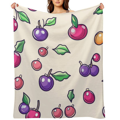 Anti-Pilling Flannel Blanket with Cute Cartoon Fruit Pattern Design