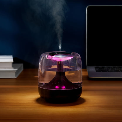 ABS Humidifier White Black USB-Powered 7-Color Night Light 24H Runtime 26dB Quiet 2 Mist Modes Auto Shut-Off Low Water Alarm Compact for Bedroom Office Ideal Gift
