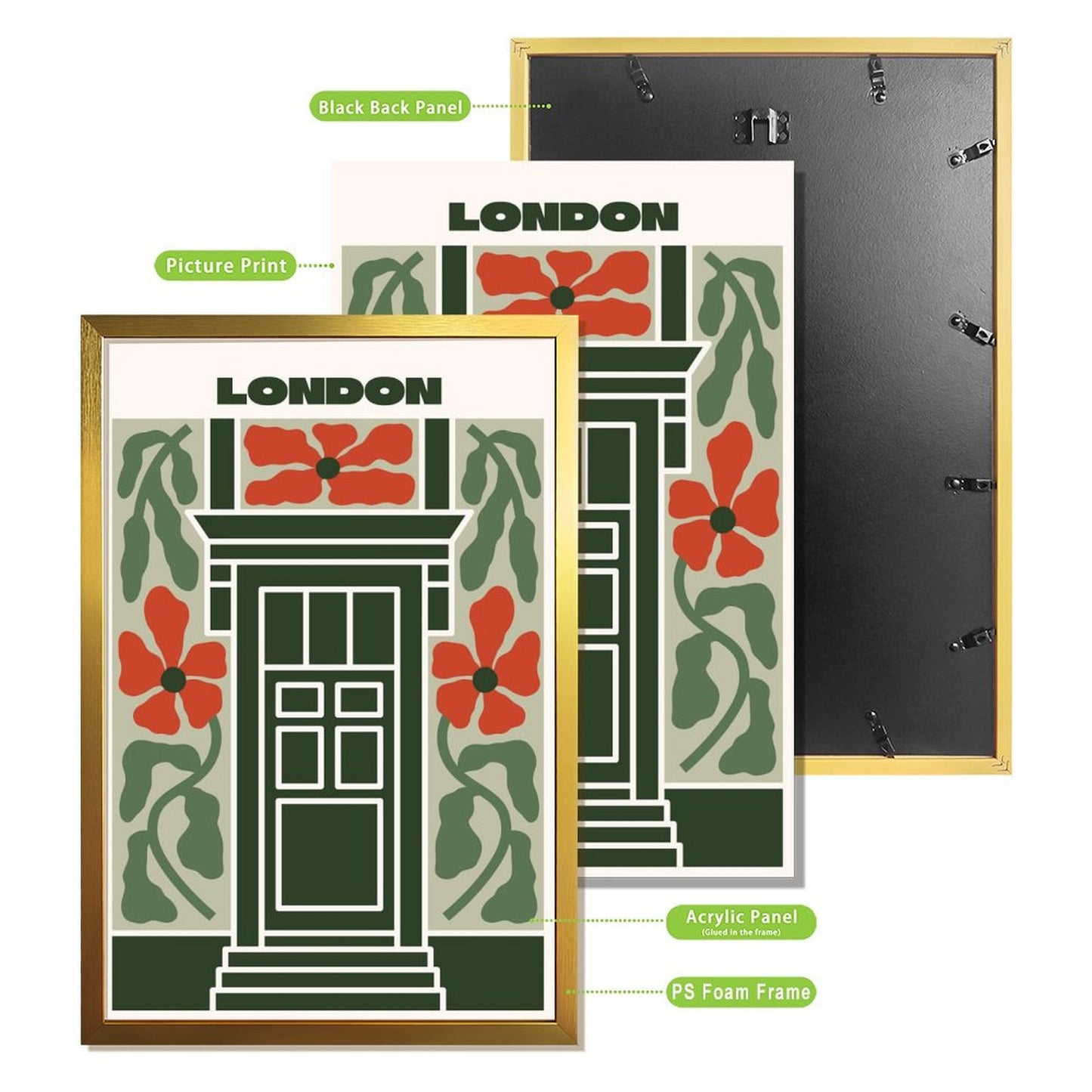 London Floral Door Framed Canvas Wall Decor 25