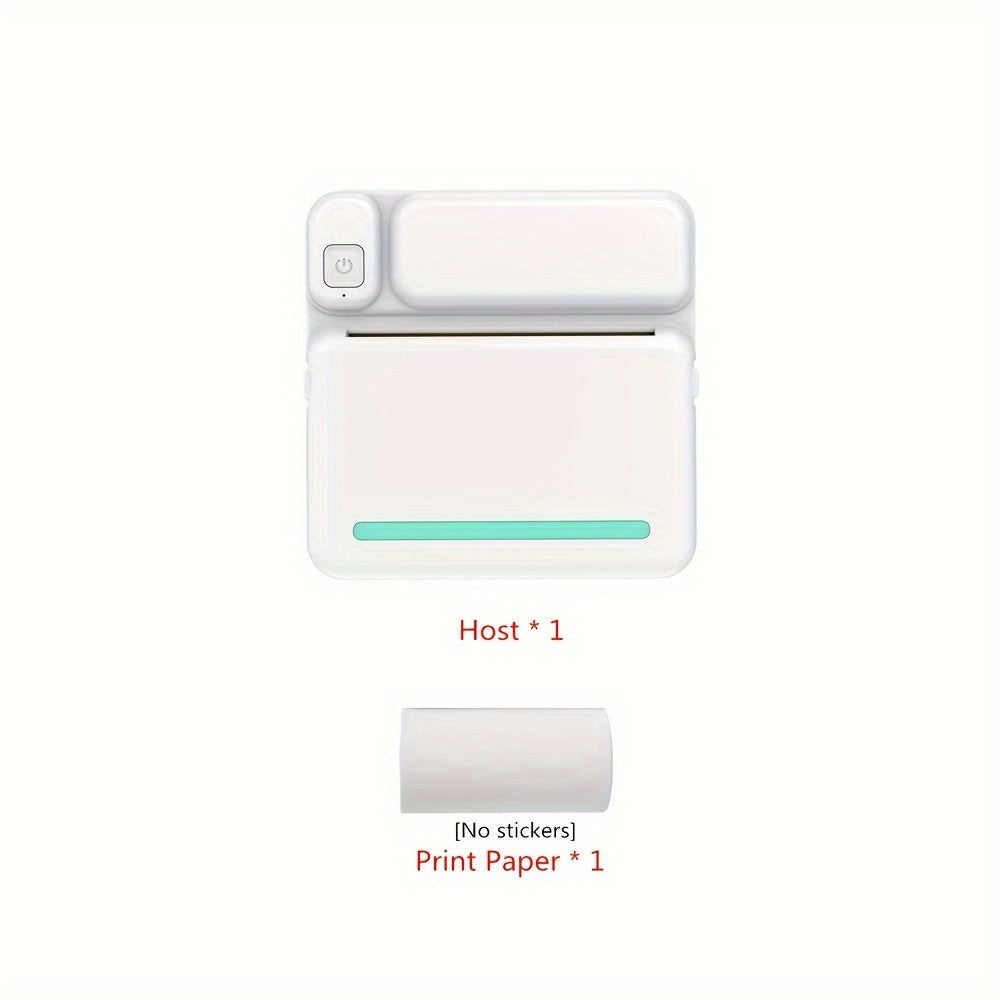 Mini Thermal Printer Inkless Wireless Smartphone Compatible USB Charging Monochrome Output for Photo Journal Notes Memo iOS Android