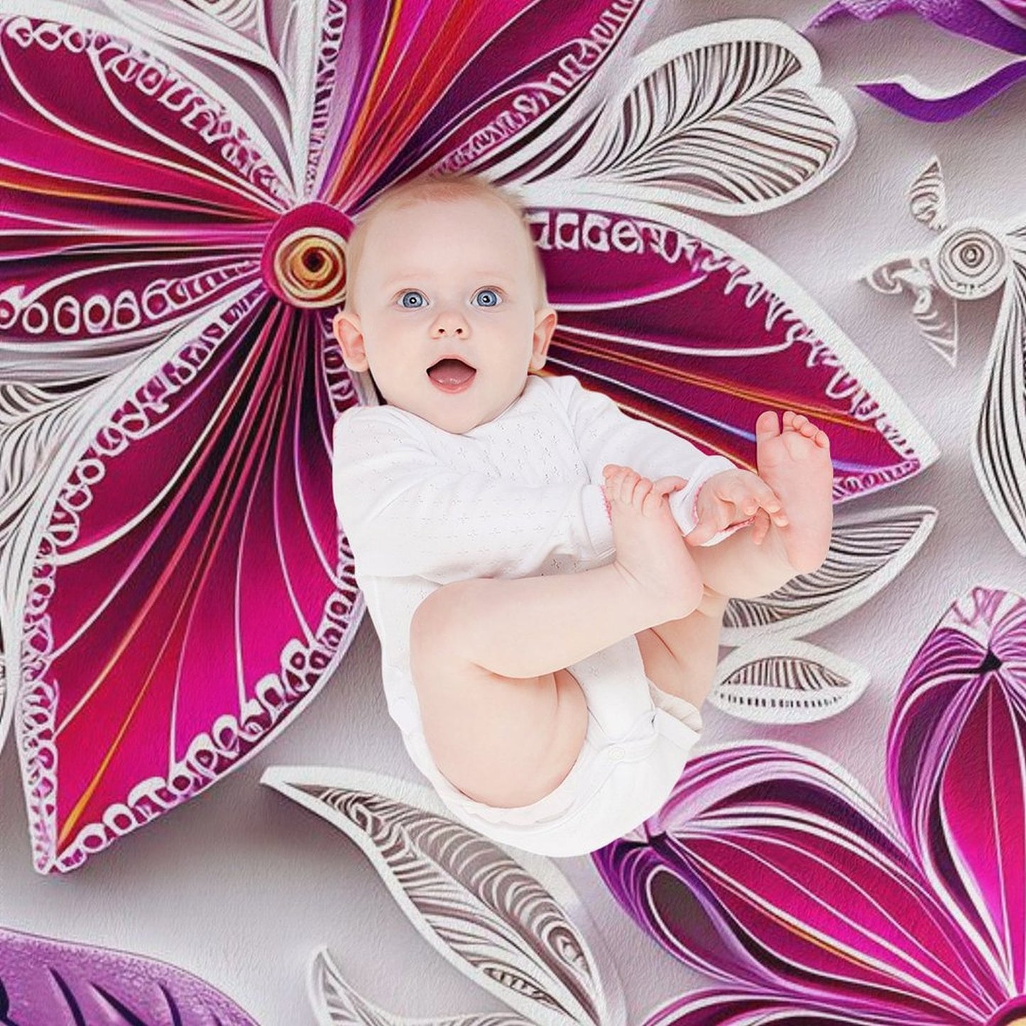 Soft Anti-Pilling Flannel Blanket with Pink and Purple Floral Design